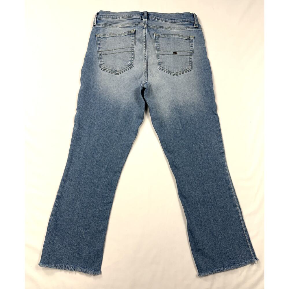 Tommy Hilfiger womens jeans light wash  raw distressed hem high rise Sz 6 - Picture 9 of 16